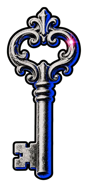 Silver key collage element